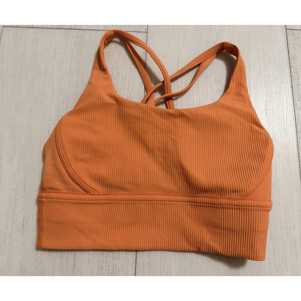Lululemon Energy Longline Bra Ribbed Luxtreme B–D Cups Sz 6 Sunny‎ Coral